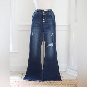 KanCan High Rise Distressed Bell Flare Jeans Size 26 Stretch